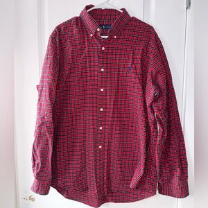 Ralph Lauren Polo Red and Blue Christmas Plaid Men's Shirt XL